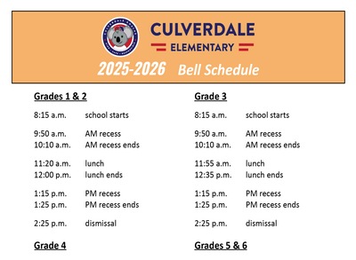 Culverdale Bell Schedule